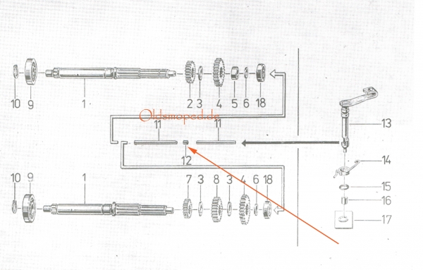 Zylinderrolle für Kupplungsdruckstange, Simson S50, S51, S53, S70, S83, KR51, SR50, SR80, SD50
