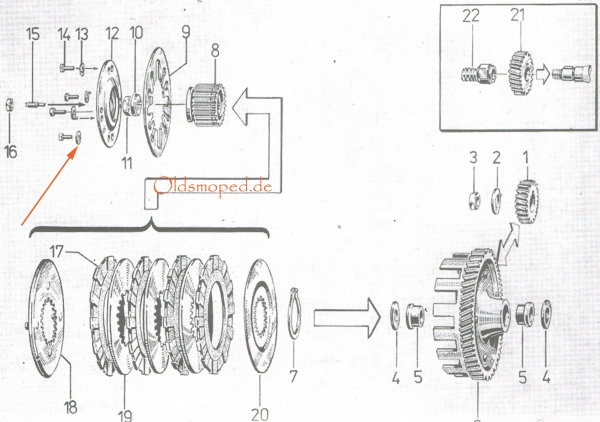Sicherungsblech mit Nase - für Kupplung (5,3x17x0,75), Simson S51, S70, KR51/2, SR50, SR80, S53, S83, MS50