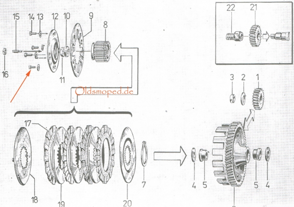 Sechskantschraube für Kupplung (M5x12), Simson S51, S70, KR51/2, SR50, SR80, S53, S83, MS50