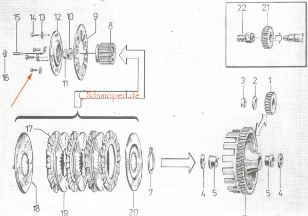 Sechskantschraube Kupplung (M5x12), Simson S51, S70, KR51/2, SR50, SR80, S53, S83, MS50