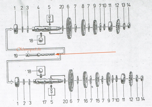 Ziehkeilwelle, Simson KR51/2, S51, S53, S70, SR50