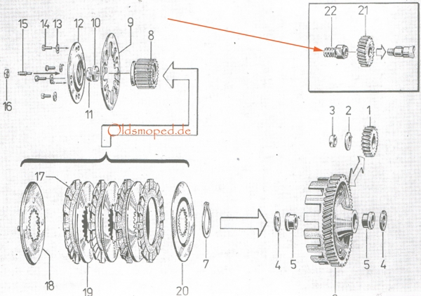 Schraubenritzel für Drehzahlmesser (DZM), Simson S51, S53, S70