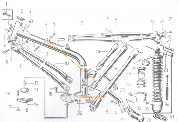 Sechskantschraube für Obergurt vorn (8x75), Simson S50, S51, S70