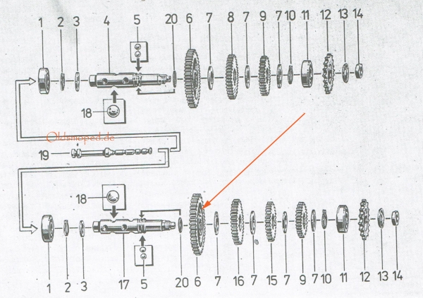 Losrad 1. Gang (44Z), Simson S51, S53, S70, SR50, SD50, KR51/2, MS50