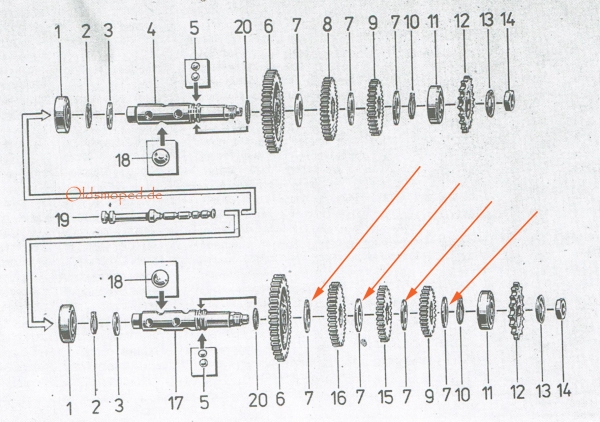 Distanzscheibe zwischen den Losrädern (24x35), Simson S51, S53, S70, SR50, SD50, KR51/2, MS50