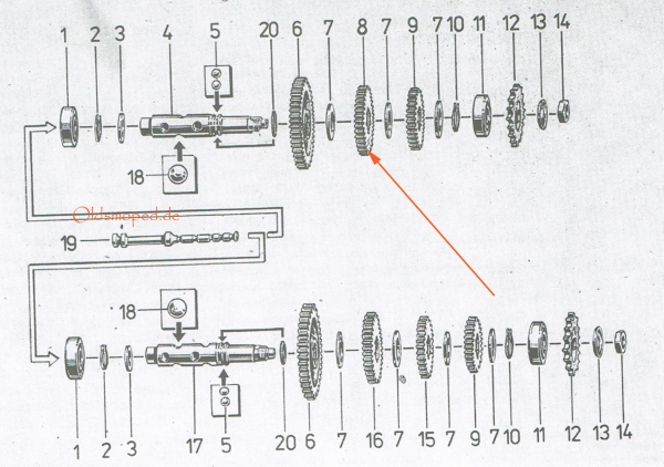 Losrad 2. Gang (38Z), Simson KR51/2, S51, S53, SR50
