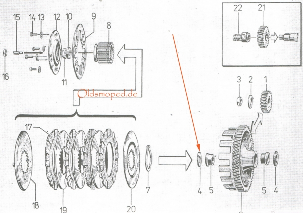 Anlaufscheibe (Kupplungszahnrad), Simson S51, S53, S70, SR50, SD50, KR51/2, MS50