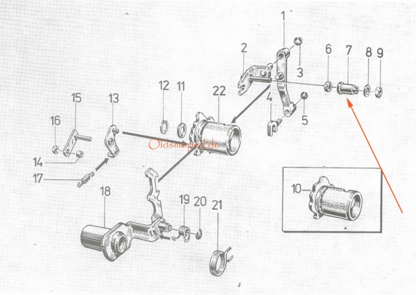 Schlitzmutter zum Lagerwinkel (Schalteinstellung), Simson S51, S53, SR50, S70, SR80, KR51/2, MS50, E930