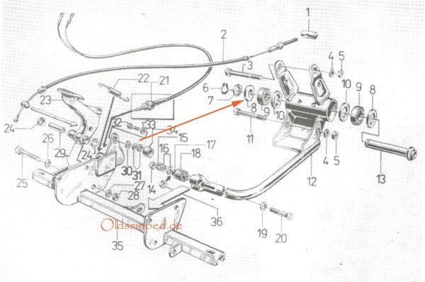 Anschlag für Motorlager am Lagergummi, Simson SR50, SR80