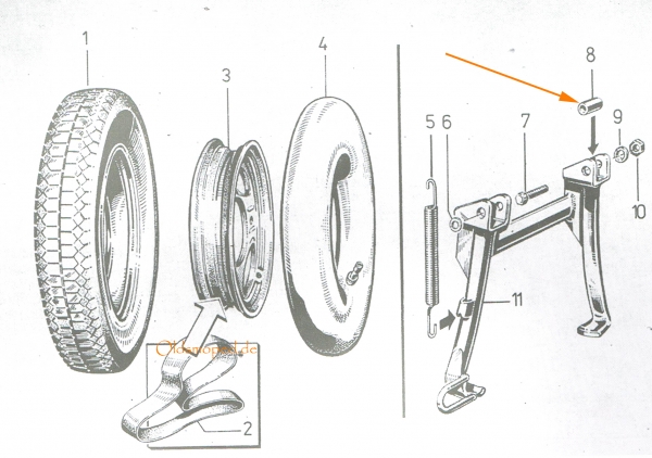Distanzhülse für Kippständer  (lang), Simson SR50, SR80