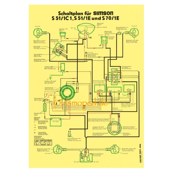 Schaltplan (Farbposter), Simson S51/1 C1, S51/1 E