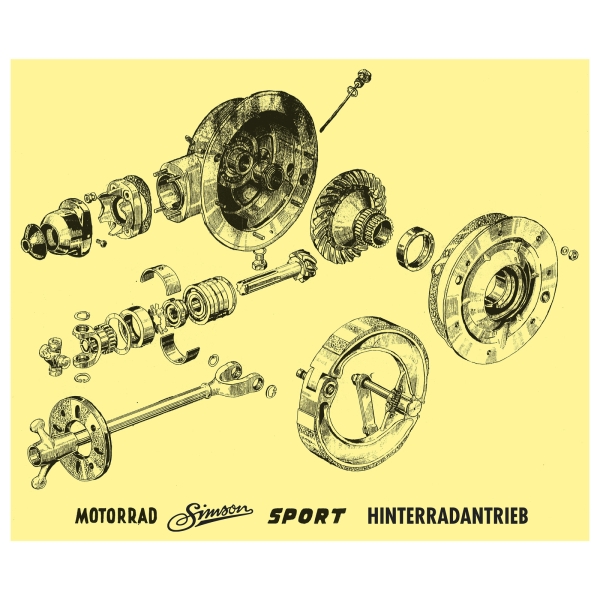 Explosionsdarstellung, Farbposter (Hinterradantrieb), AWO-S