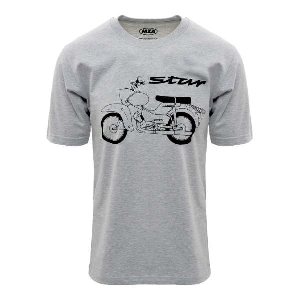 T-Shirt (hellgrau meliert), Motiv: Star - 100% Baumwolle