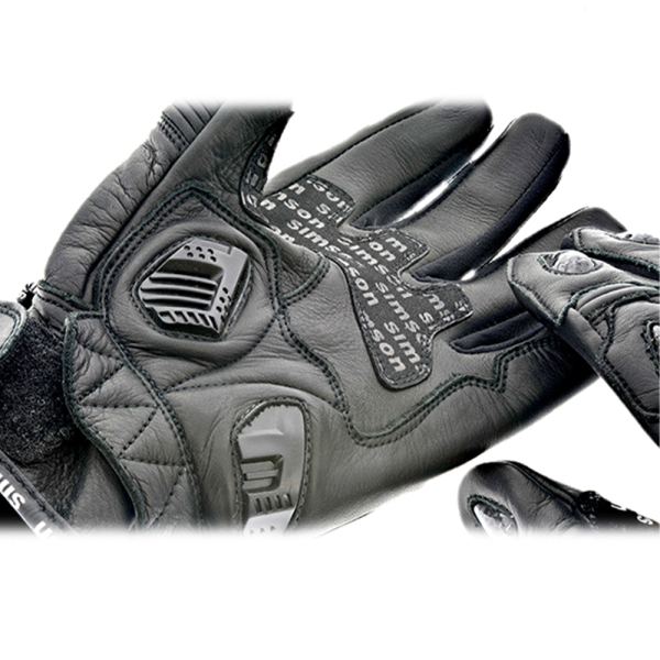 Motorradhandschuhe mit Protektoren (schwarz), Motiv: SIMSON
