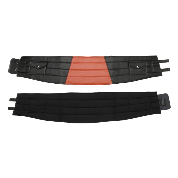 Oldschool-Nierengurt (Kunstleder), schwarz/orange