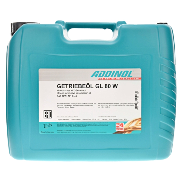 ADDINOL mineralisches  Getriebeöl GL80W (20L)