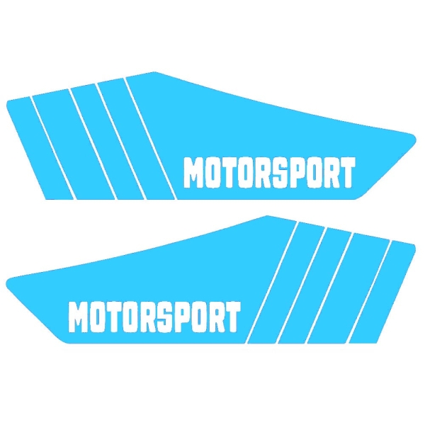 SET Aufkleber, Klebefolie für Seitendeckel "Motorsport" (hellblau), Simson S53, S83