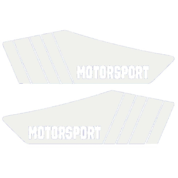 SET Aufkleber, Klebefolie für Seitendeckel "Motorsport" (weiss), Simson S53, S83