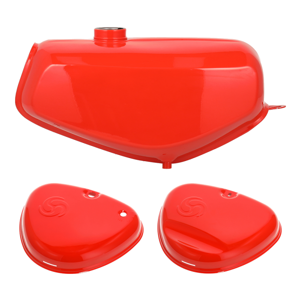 SET Tank und Seitendeckel mit Wirbellogo (flammenrot), Simson S51E, S70E