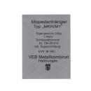 Aufkleber, Typenbezeichnung, MKH/M1 Mopedanhänger