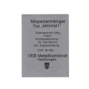 Aufkleber (Typenbezeichnung), MKH/M1 Mopedanhänger